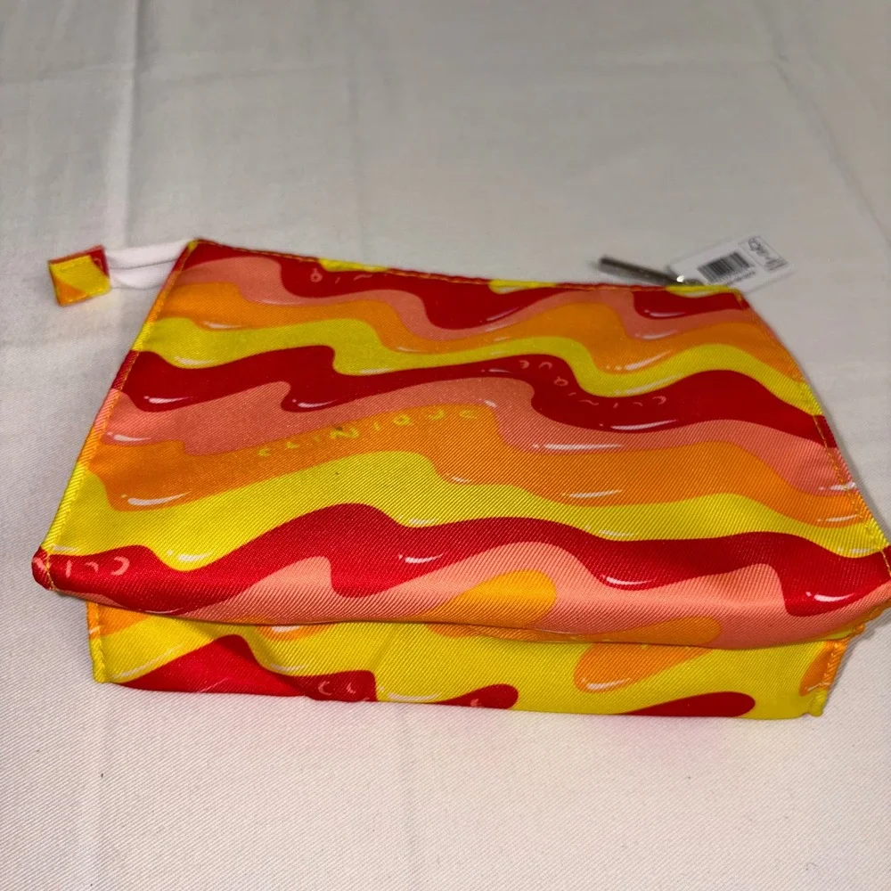 Clinique Cosmetic Bag Pouch Vibrant Wavy Pattern Makeup Organizer‎ Zipper Pouch
